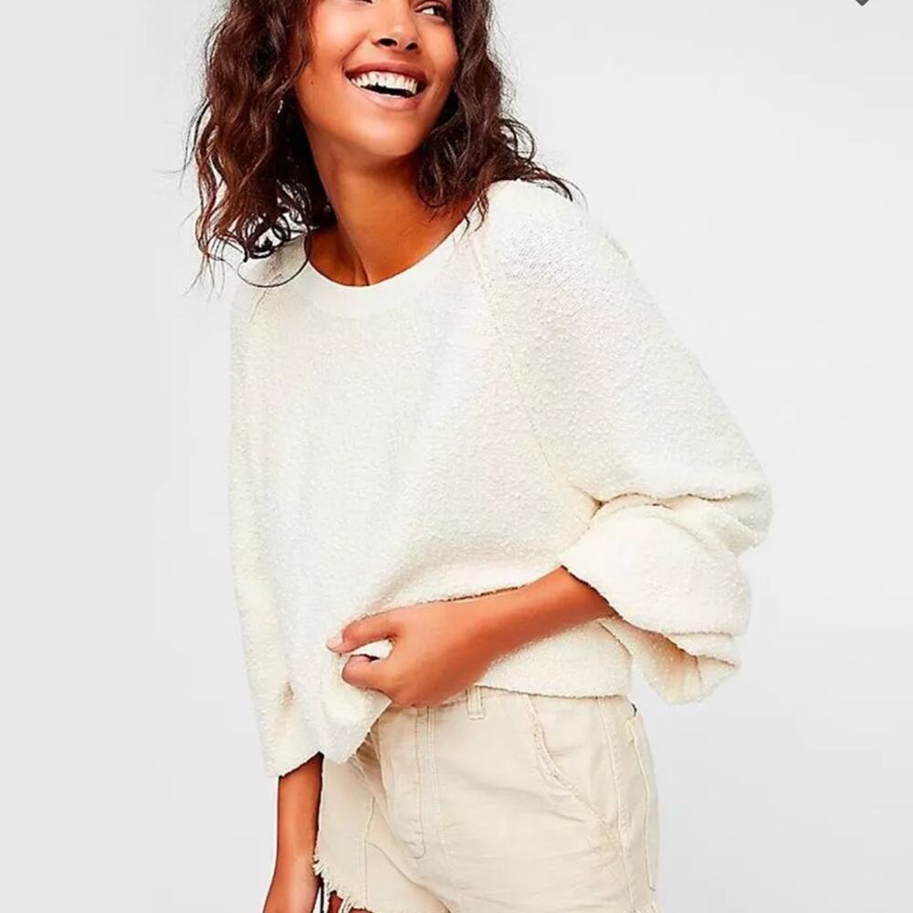 Free People Found My Friend Pullover Sweater Cream Size XS